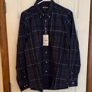 Barbour Men's Navy Plaid Button-Down Shirt